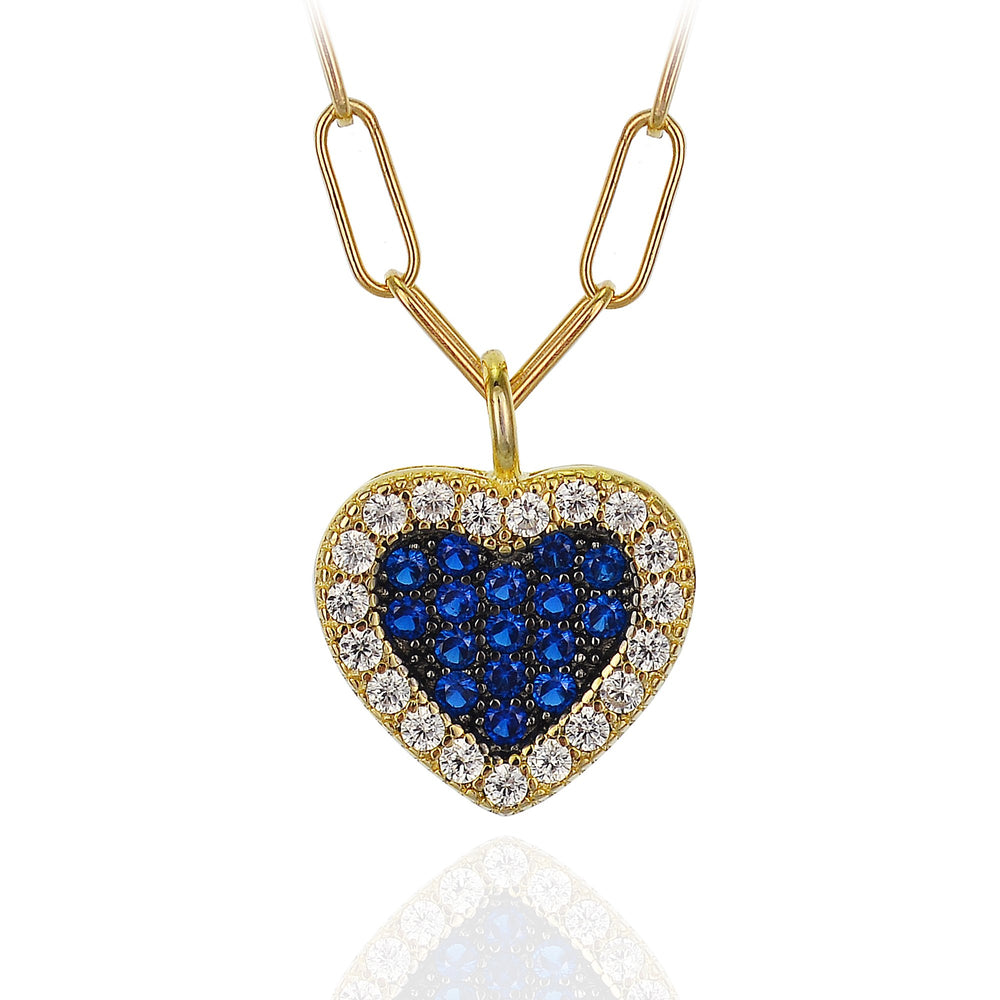 Pavé Sapphire Heart Necklace