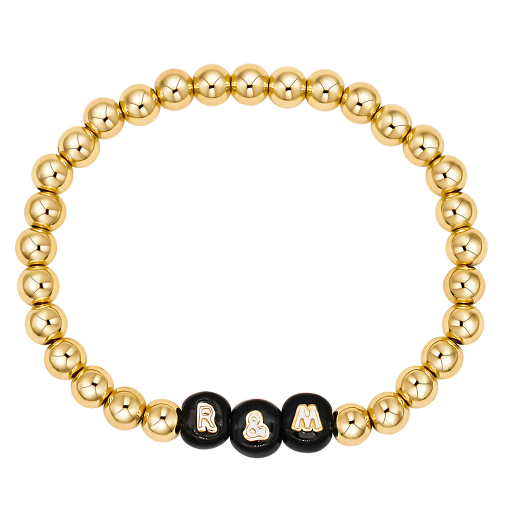 Personalized Gold Beaded Bracelet