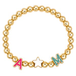 Personalized Enamel Gold Beaded Bracelet