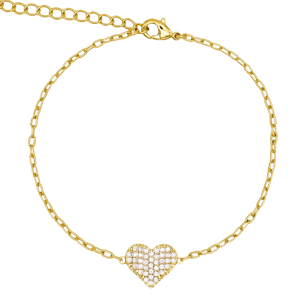 Pavé Heart Paperclip Chain Bracelet