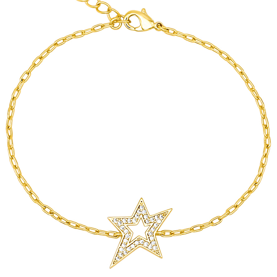 Pavé Star Paperclip Chain Bracelet