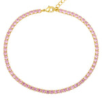 3mm Pink Diamond Tennis Anklet