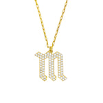Pavé Gothic Initial Charm Necklace