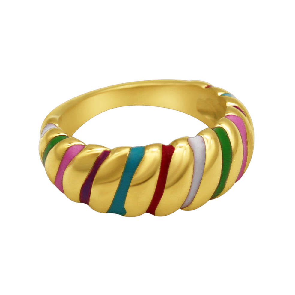 Rainbow Enamel Croissant Ring