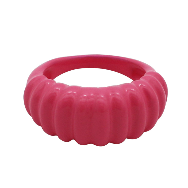 Pink Enamel Croissant Ring