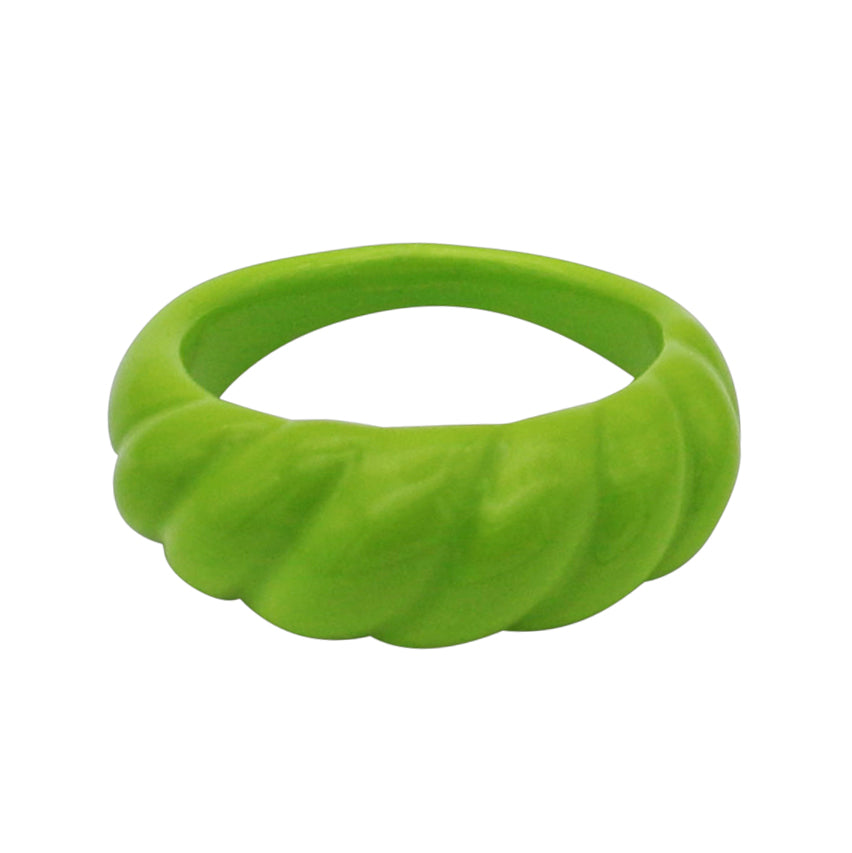 Green Enamel Croissant Ring