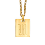 Gothic Initial Tag Necklace