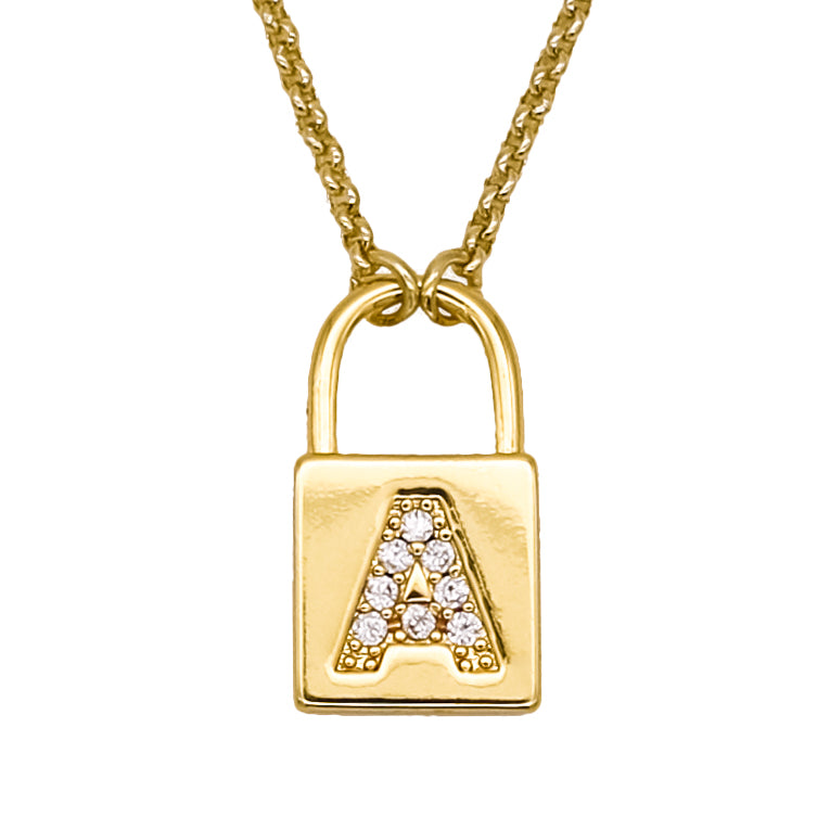 Pavé Initial Lock Necklace