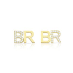 Initials Pavé Accent Earrings